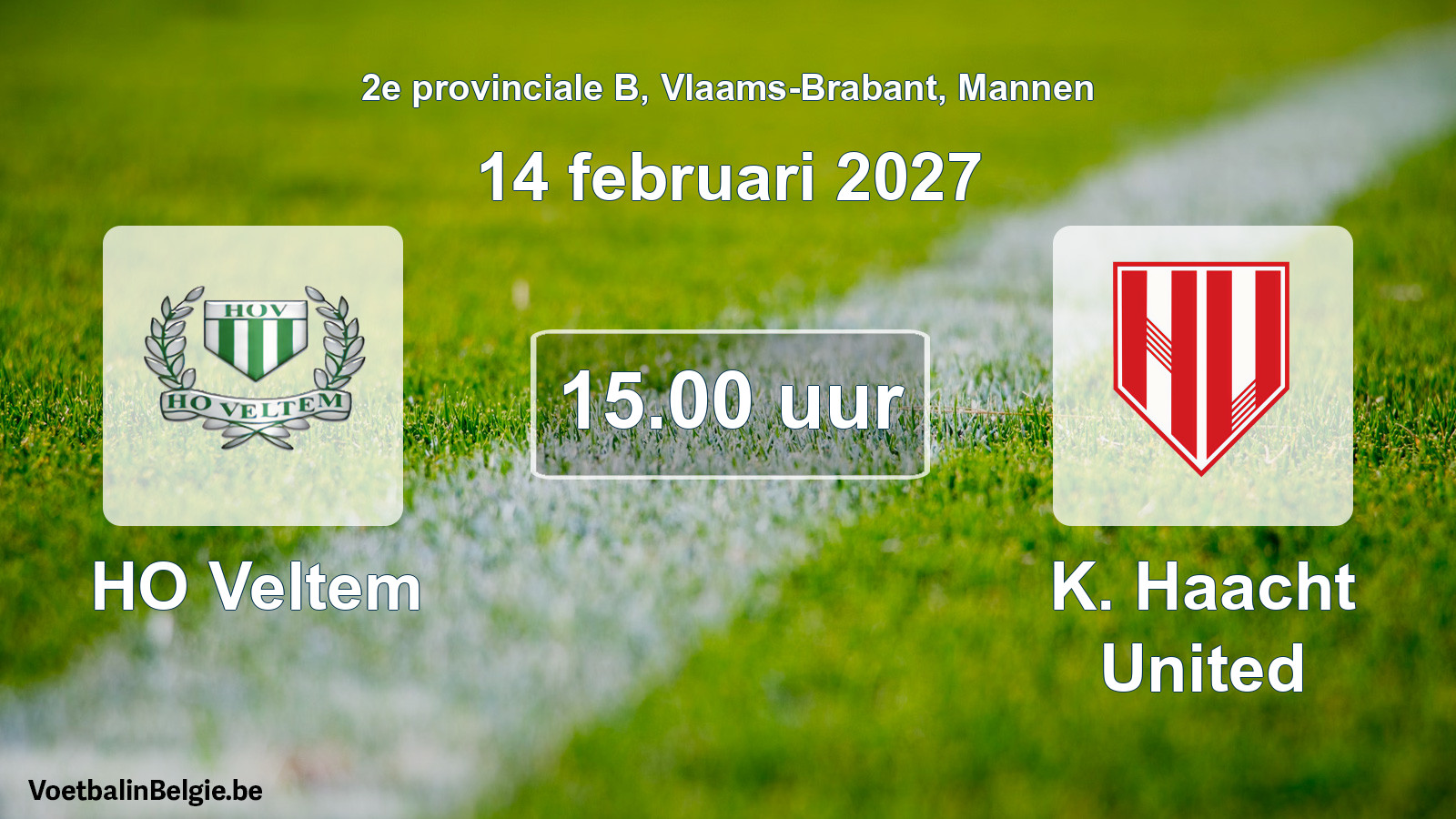 Geplande wedstrijd mannenvoetbal: HO Veltem - K. Haacht United (14 februari 2027)