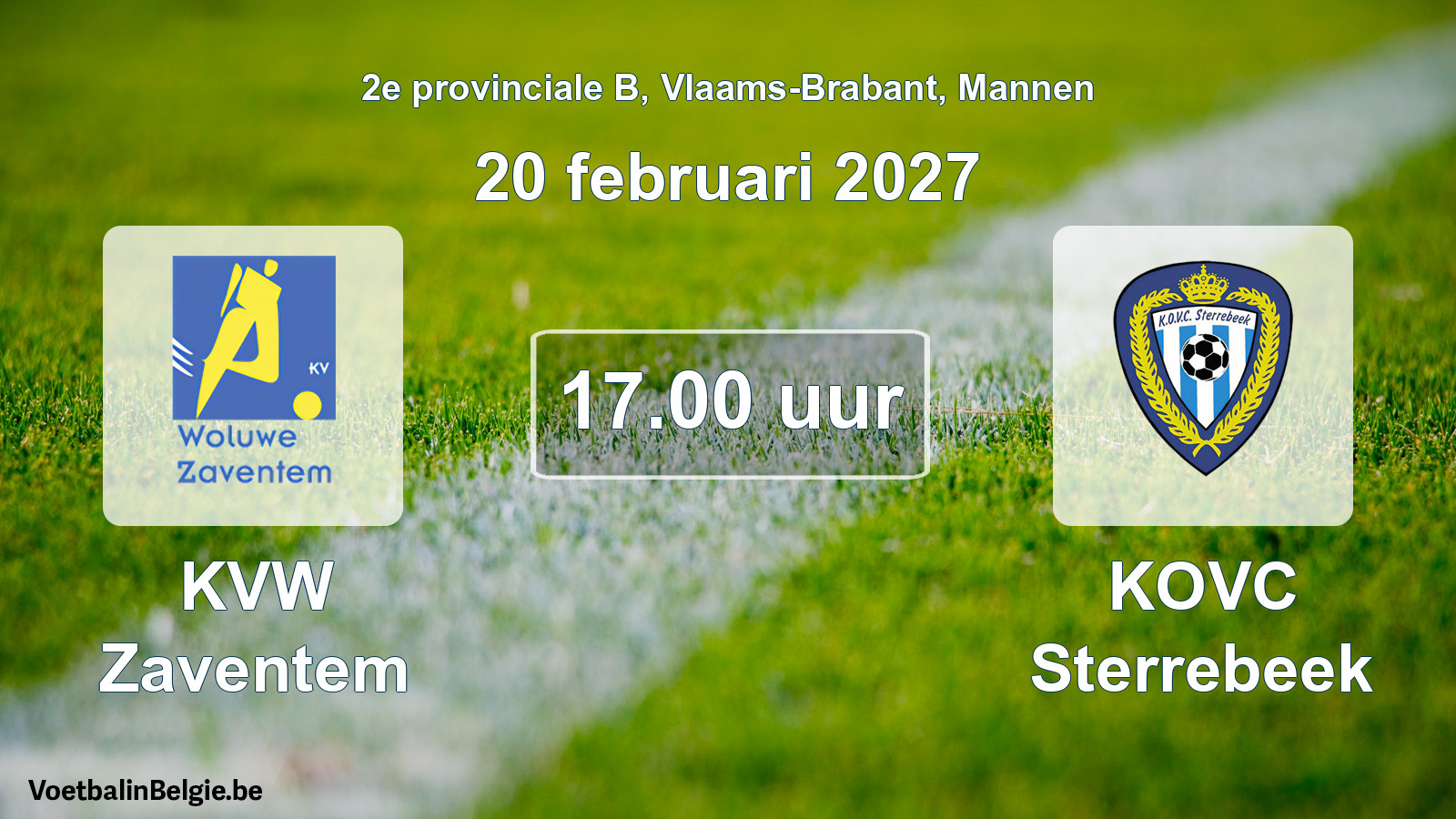 Geplande wedstrijd mannenvoetbal: KVW Zaventem - KOVC Sterrebeek (20 februari 2027)