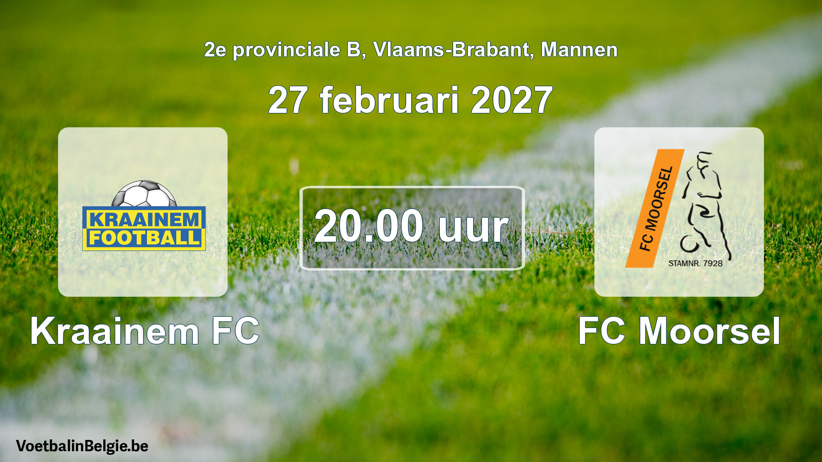 Geplande wedstrijd mannenvoetbal: Kraainem FC - FC Moorsel (27 februari 2027)
