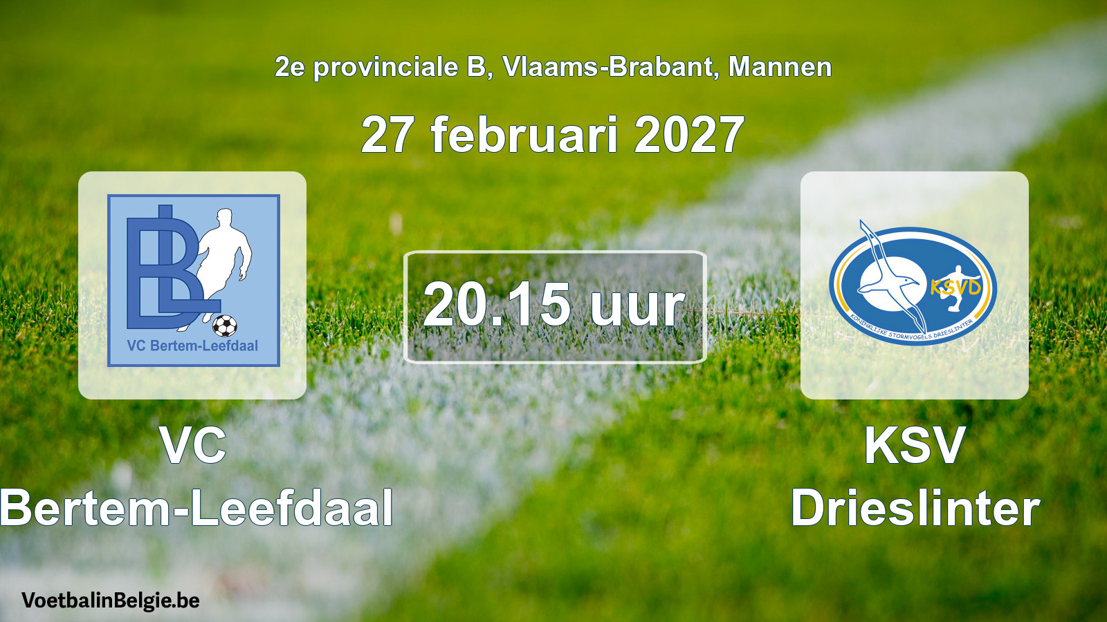 Match prévu football hommes: VC Bertem-Leefdaal - KSV Drieslinter (27 février 2027)