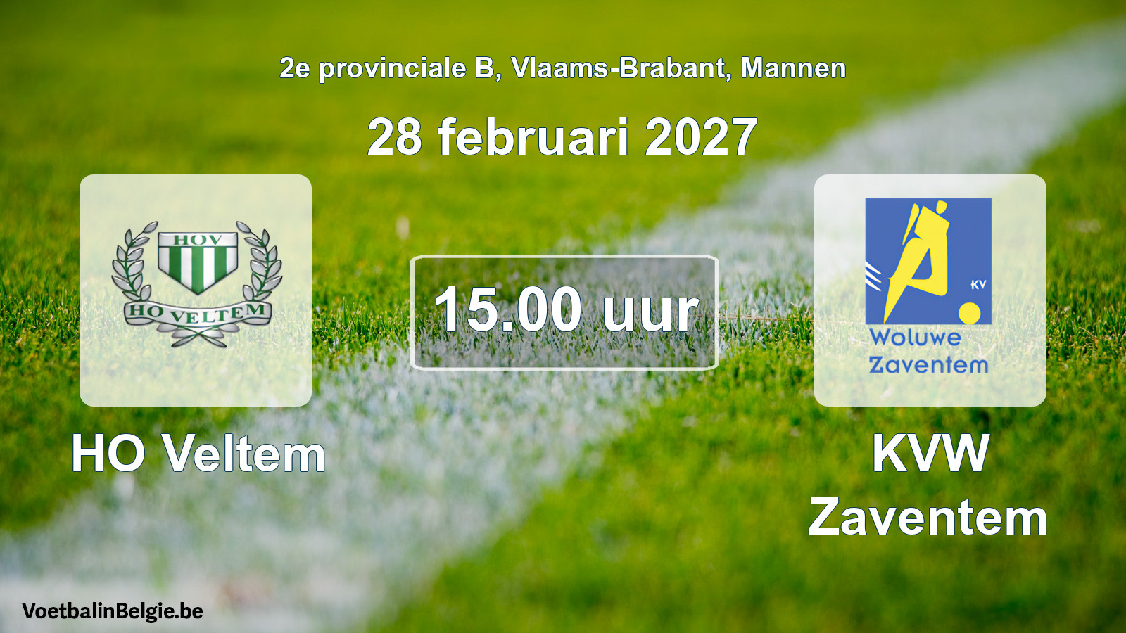 Geplande wedstrijd mannenvoetbal: HO Veltem - KVW Zaventem (28 februari 2027)