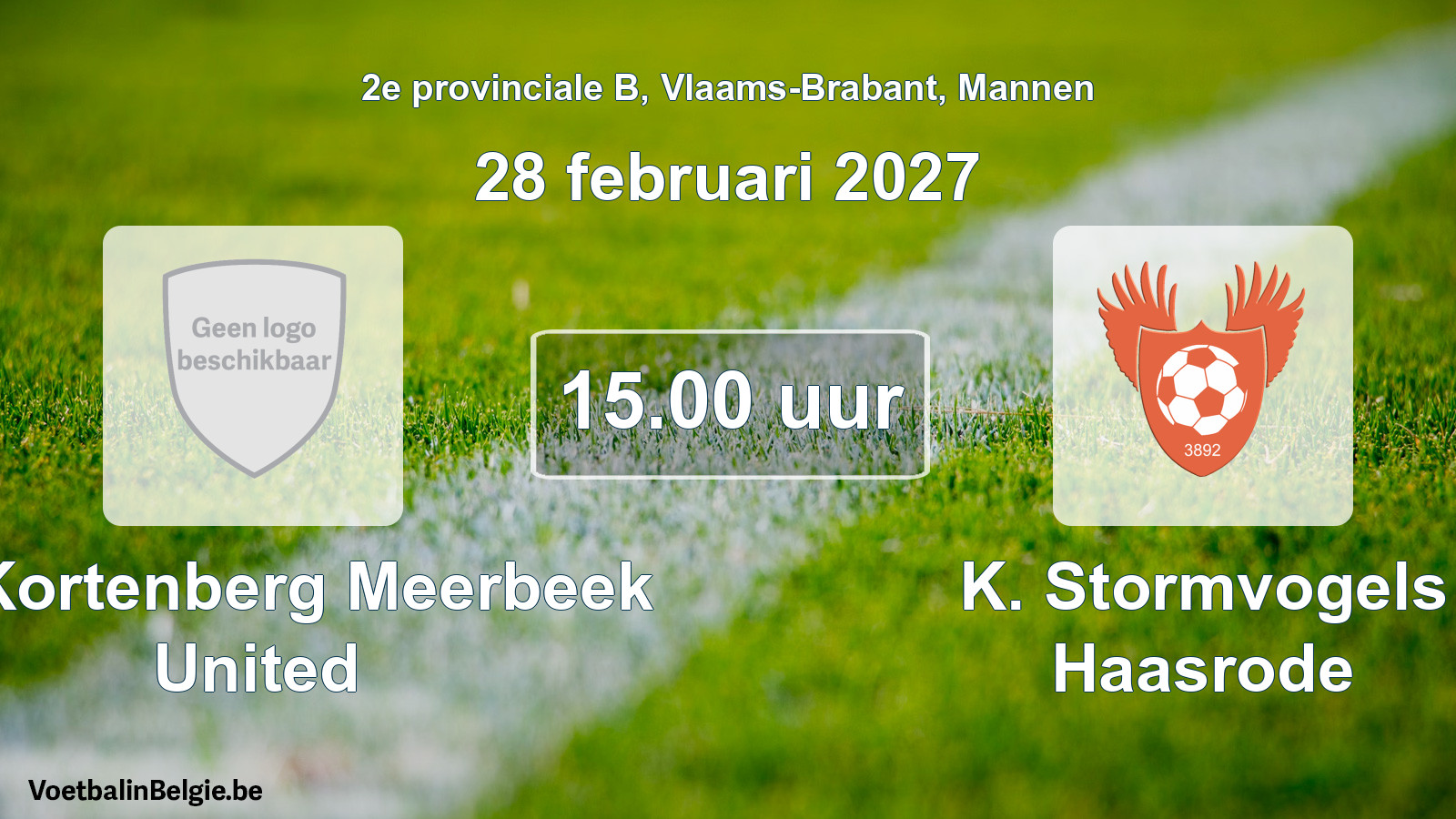 Geplande wedstrijd mannenvoetbal: FC Kortenberg Meerbeek United - K. Stormvogels Haasrode (28 februari 2027)