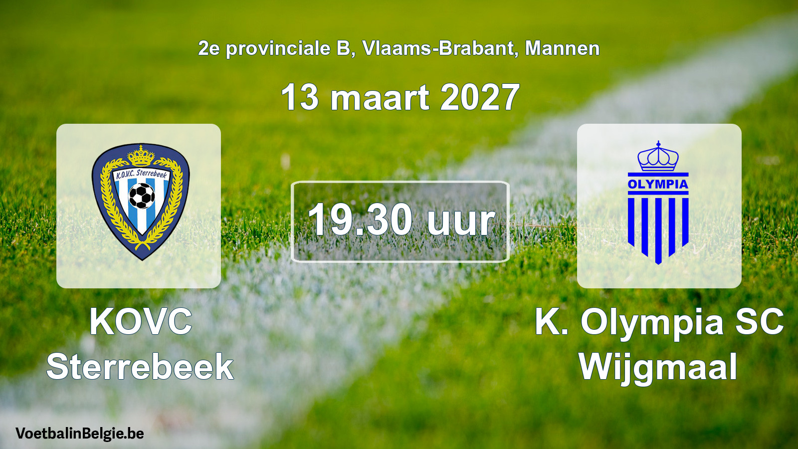 Geplande wedstrijd mannenvoetbal: KOVC Sterrebeek - K. Olympia SC Wijgmaal (13 maart 2027)