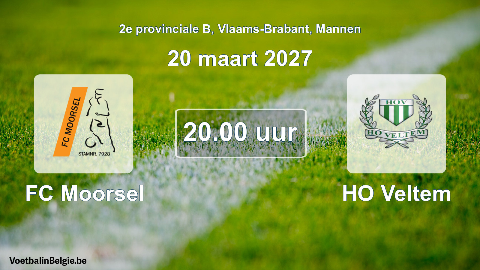 Geplande wedstrijd mannenvoetbal: FC Moorsel - HO Veltem (20 maart 2027)