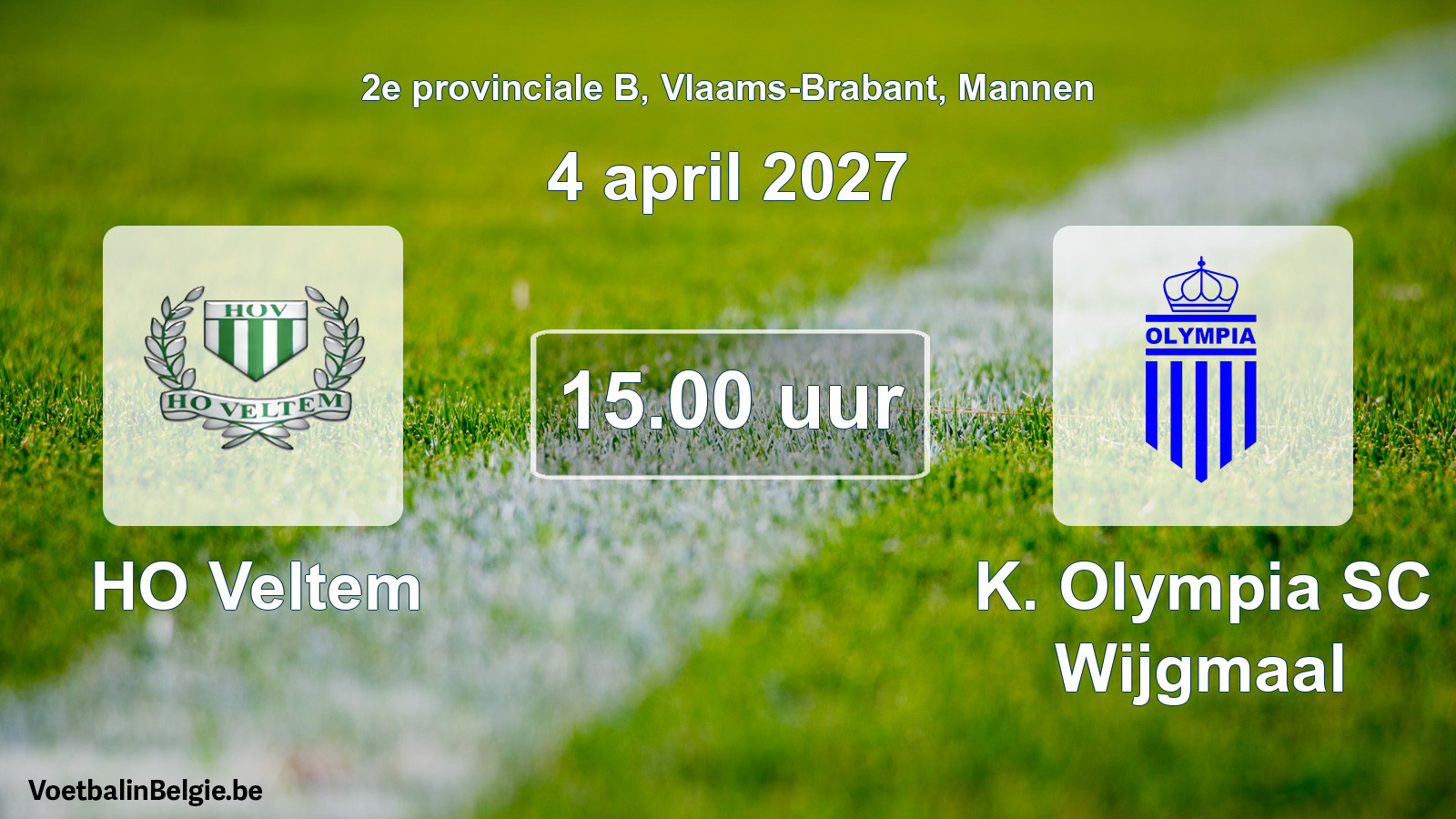 Geplande wedstrijd mannenvoetbal: HO Veltem - K. Olympia SC Wijgmaal (4 april 2027)