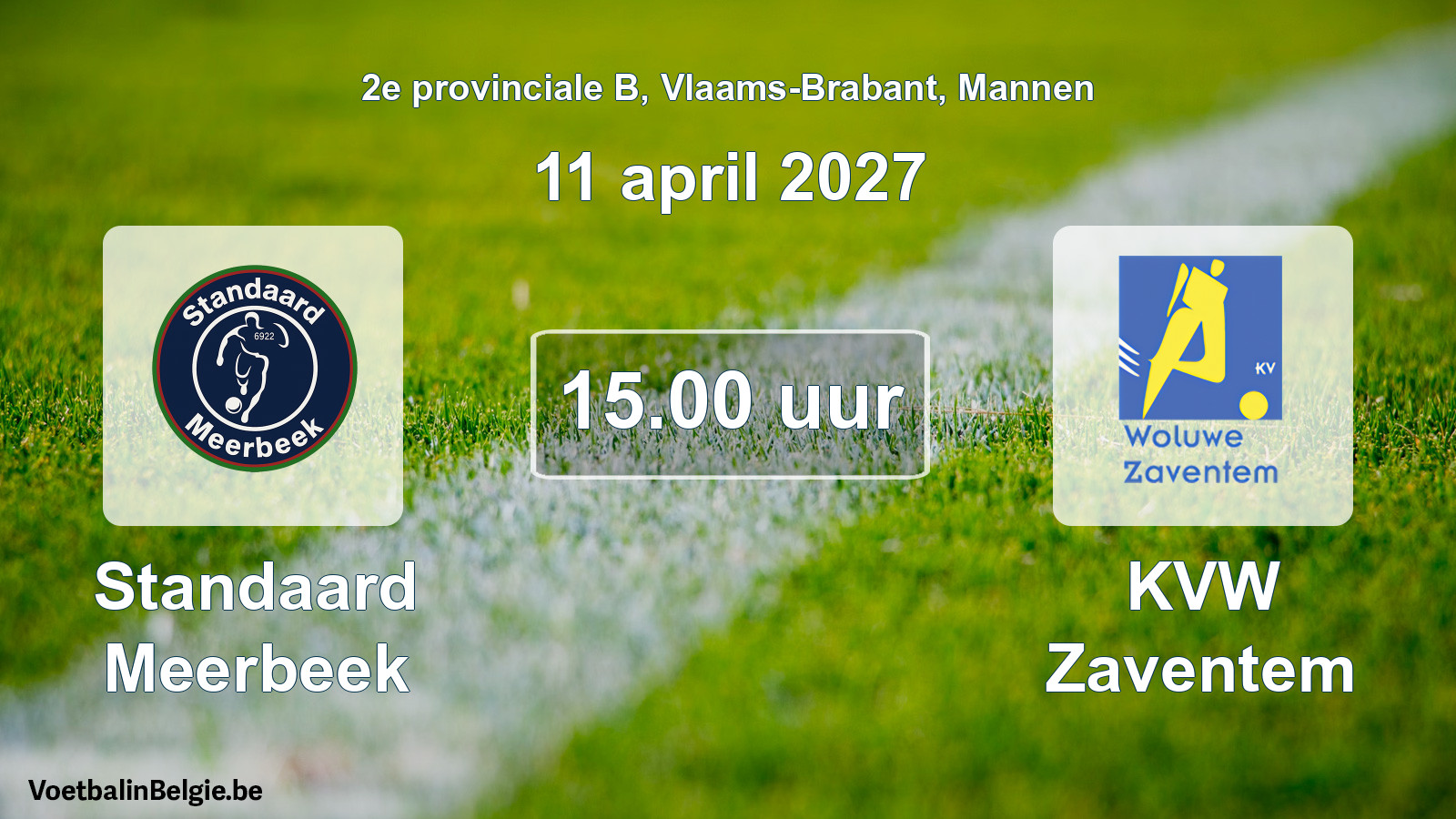 Geplande wedstrijd mannenvoetbal: Standaard Meerbeek - KVW Zaventem (11 april 2027)