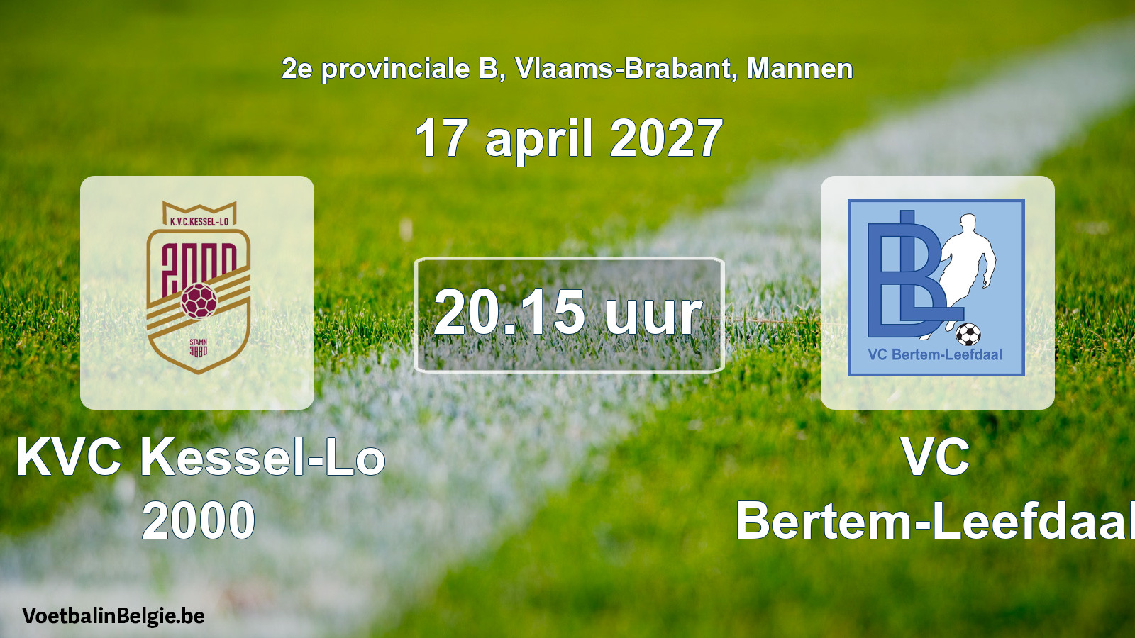 Geplande wedstrijd mannenvoetbal: KVC Kessel-Lo 2000 - VC Bertem-Leefdaal (17 april 2027)