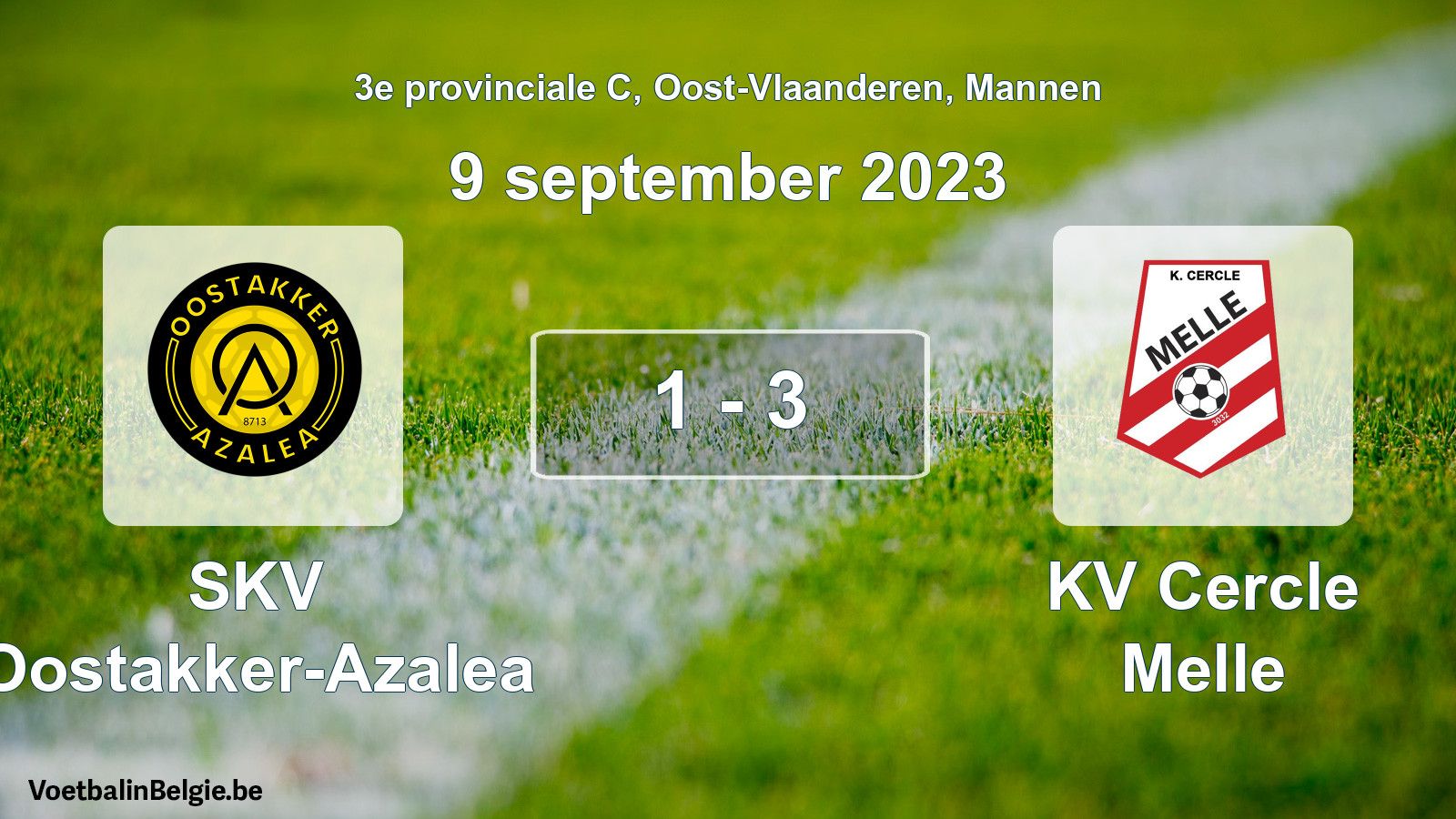 Gespeelde wedstrijd mannenvoetbal: SKV Oostakker-Azalea - KV Cercle Melle 1 - 3 (9 september 2023)