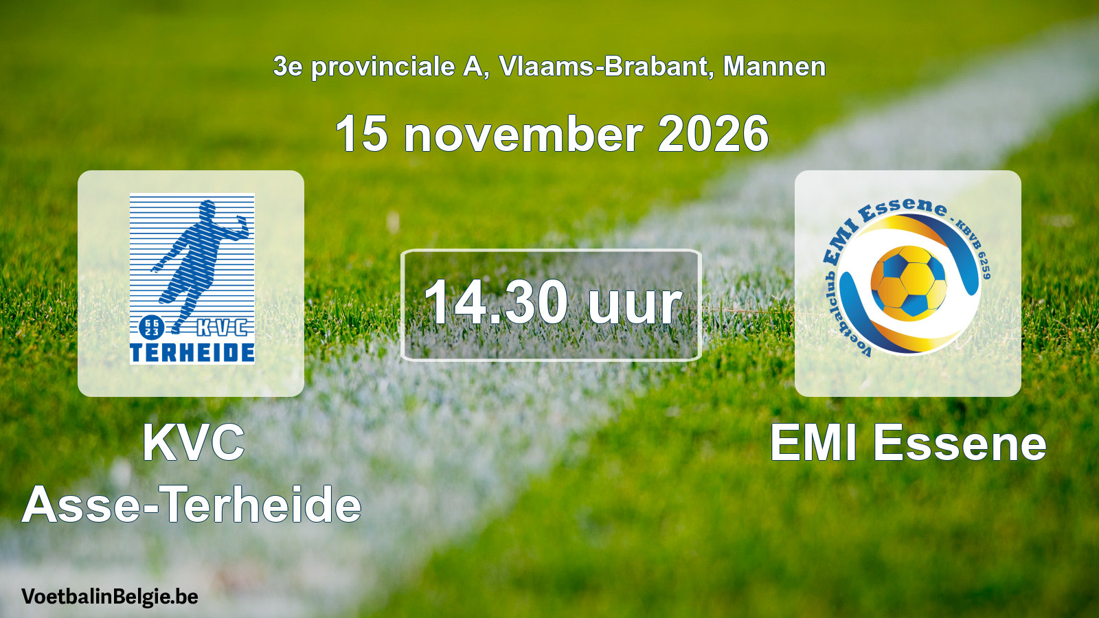 Geplantes Spiel männer-Fußball: KVC Asse-Terheide - EMI Essene (15 November 2026)
