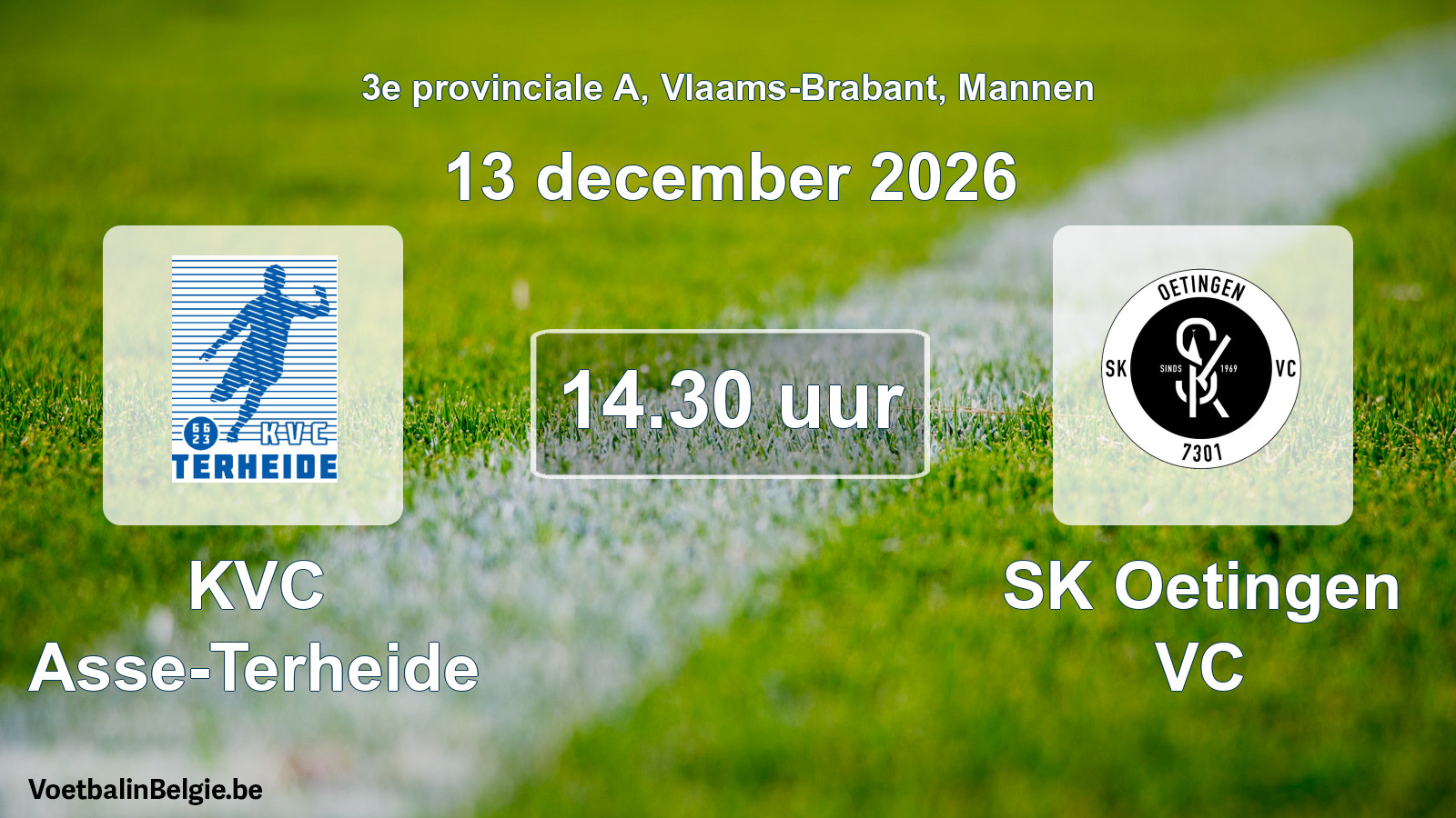Geplande wedstrijd mannenvoetbal: KVC Asse-Terheide - SK Oetingen VC (13 december 2026)