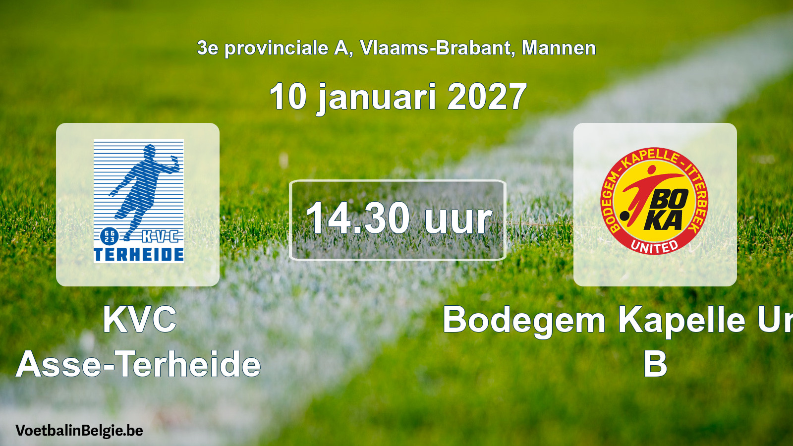 Geplande wedstrijd mannenvoetbal: KVC Asse-Terheide - Bodegem Kapelle United B (10 januari 2027)