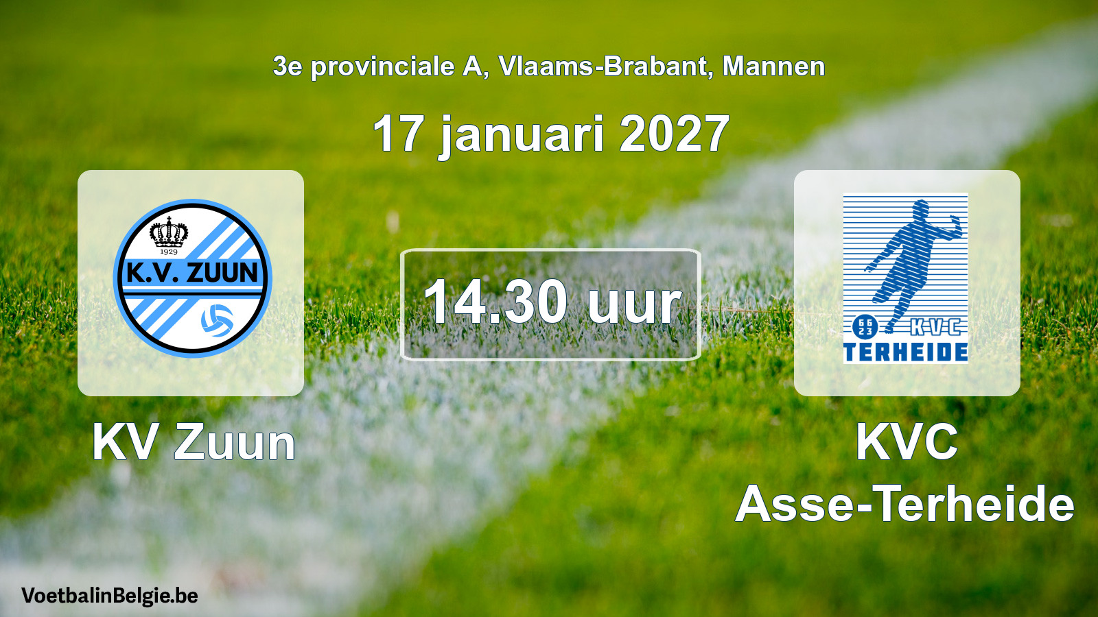 Geplande wedstrijd mannenvoetbal: KV Zuun - KVC Asse-Terheide (17 januari 2027)