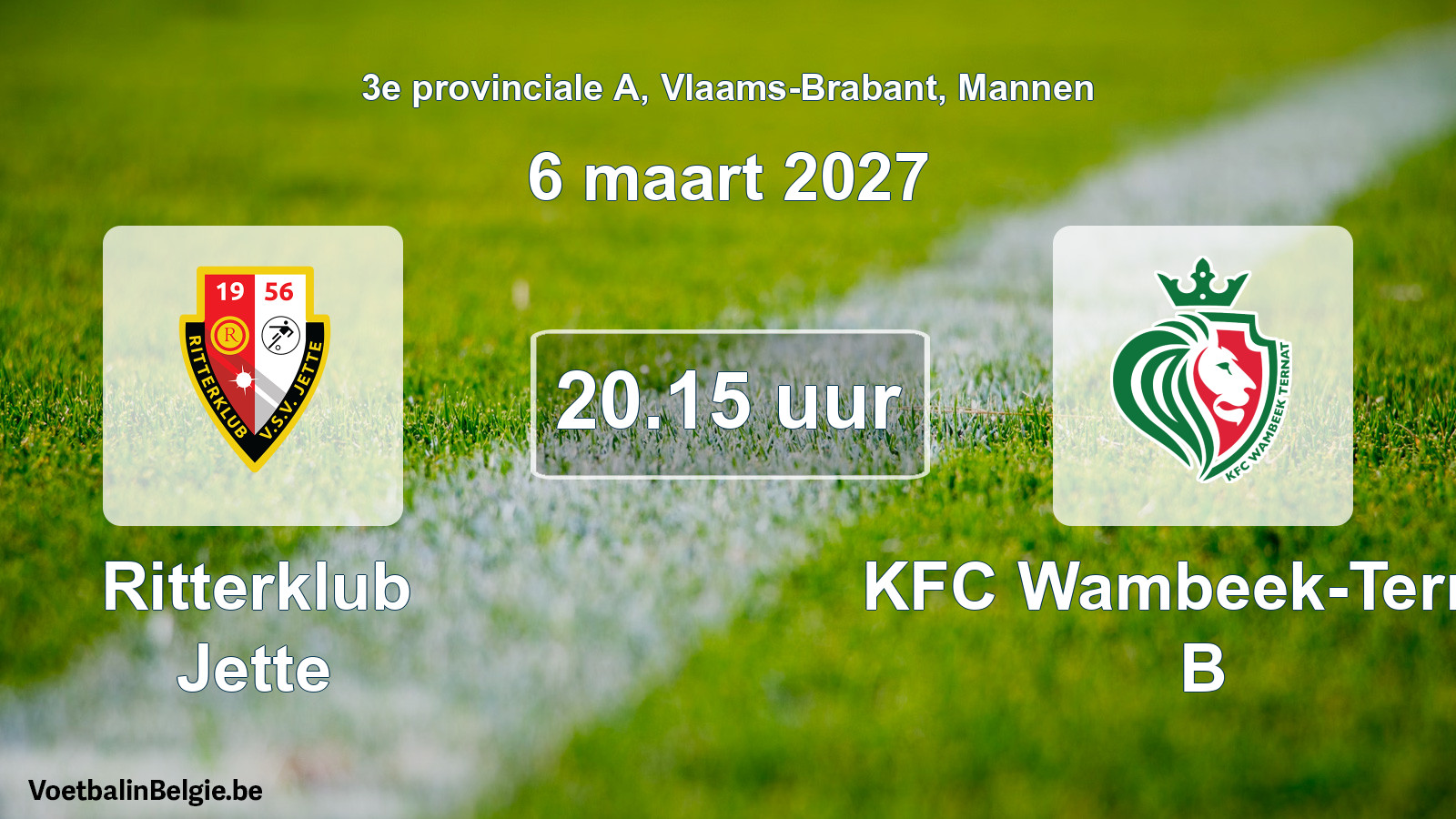 Geplande wedstrijd mannenvoetbal: Ritterklub Jette - KFC Wambeek-Ternat B (6 maart 2027)
