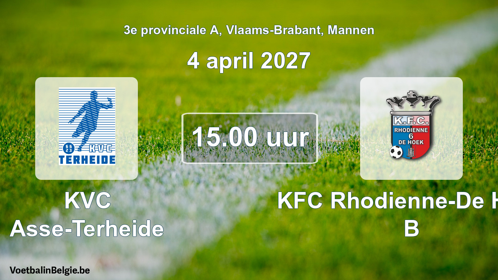Geplande wedstrijd mannenvoetbal: KVC Asse-Terheide - KFC Rhodienne-De Hoek B (4 april 2027)