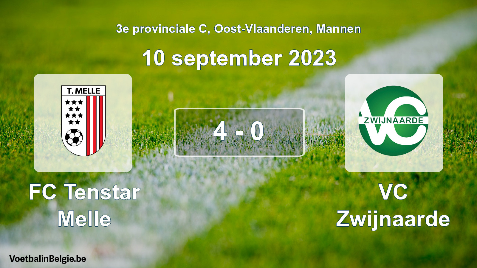 Played match men football: FC Tenstar Melle - VC Zwijnaarde 4 - 0 (10 September 2023)