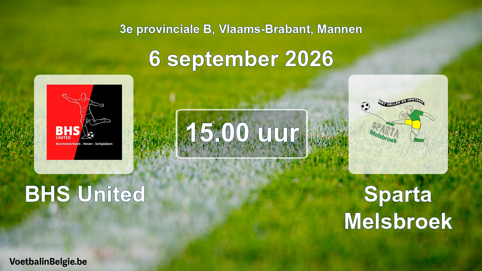 Geplande wedstrijd mannenvoetbal: BHS United - Sparta Melsbroek (6 september 2026)