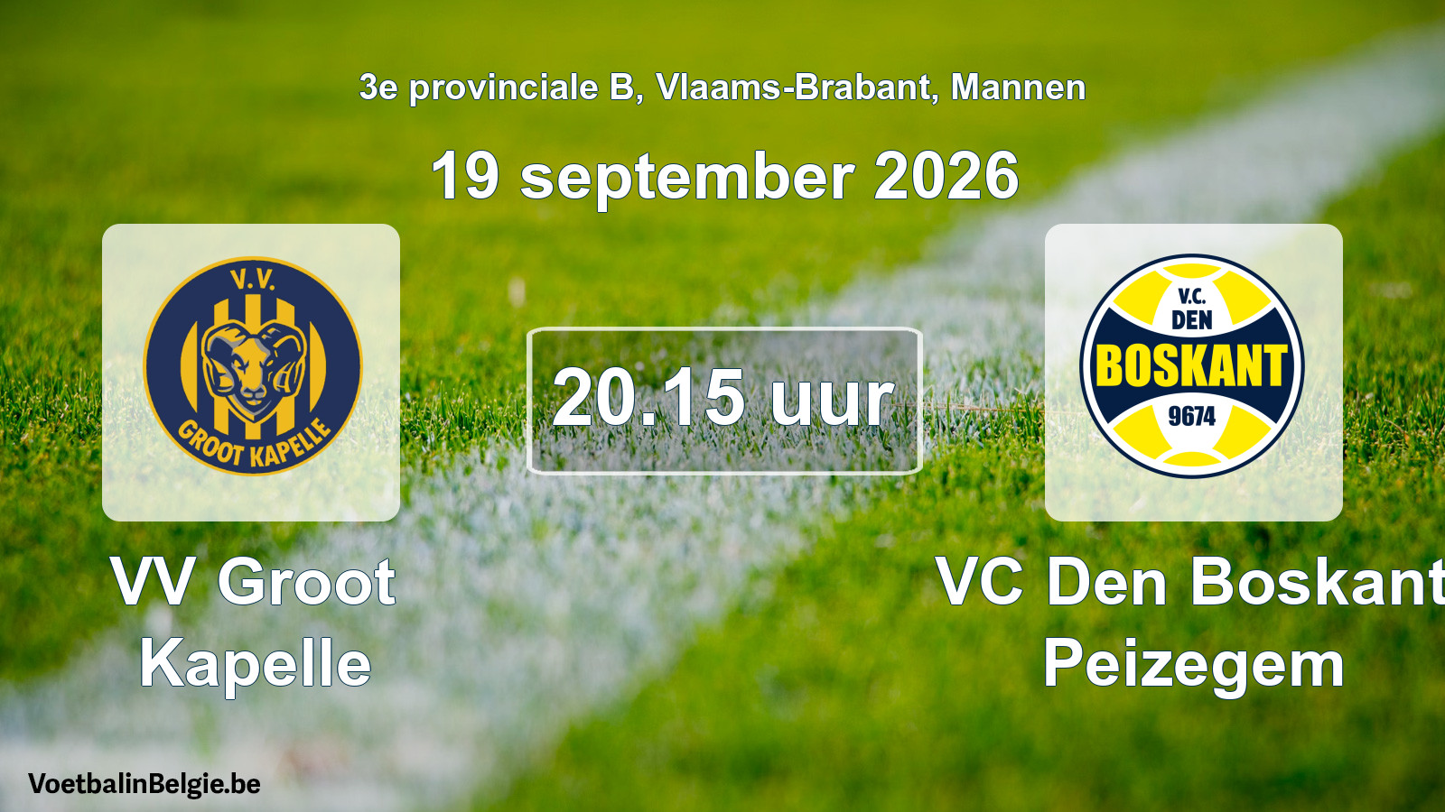 Geplantes Spiel männer-Fußball: VV Groot Kapelle - VC Den Boskant Peizegem (19 September 2026)