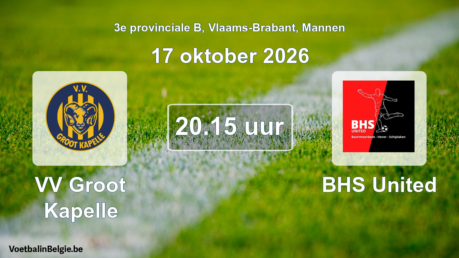 Geplantes Spiel männer-Fußball: VV Groot Kapelle - BHS United (17 Oktober 2026)