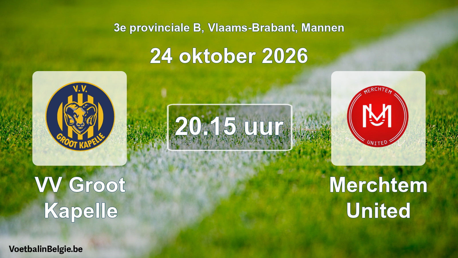Geplande wedstrijd mannenvoetbal: VV Groot Kapelle - Merchtem United (24 oktober 2026)