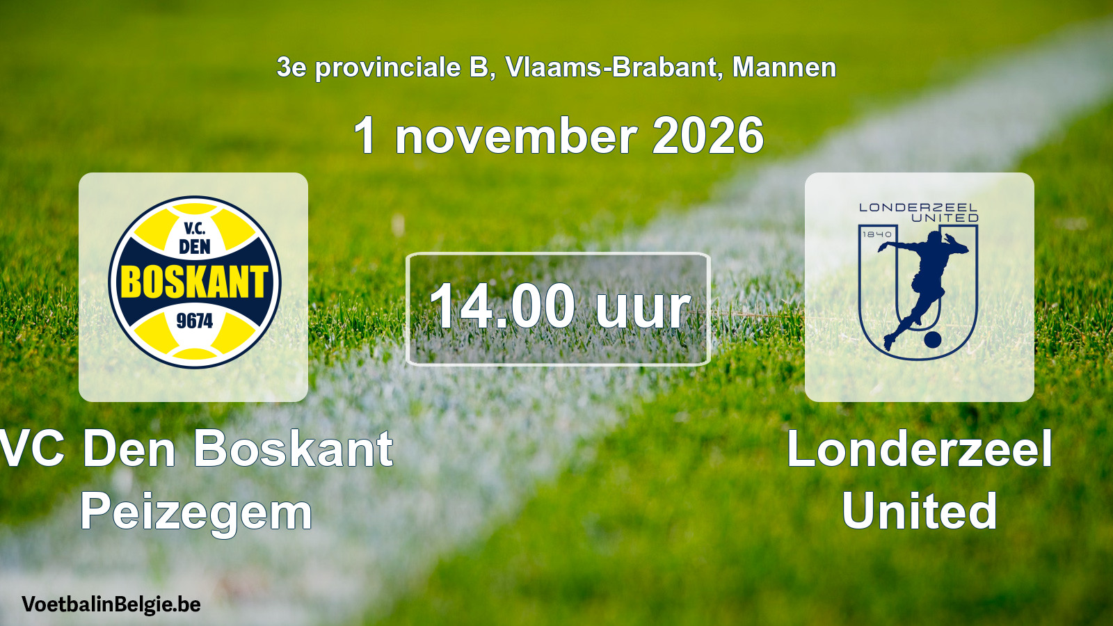 Geplande wedstrijd mannenvoetbal: VC Den Boskant Peizegem - Londerzeel United (1 november 2026)