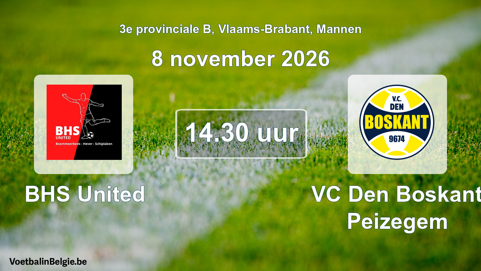 Geplantes Spiel männer-Fußball: BHS United - VC Den Boskant Peizegem (8 November 2026)