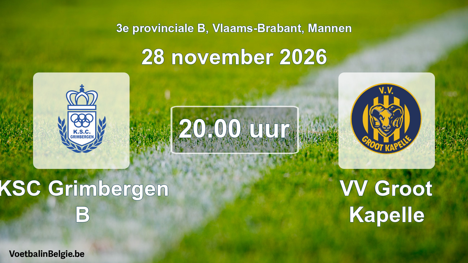 Geplande wedstrijd mannenvoetbal: KSC Grimbergen B - VV Groot Kapelle (28 november 2026)