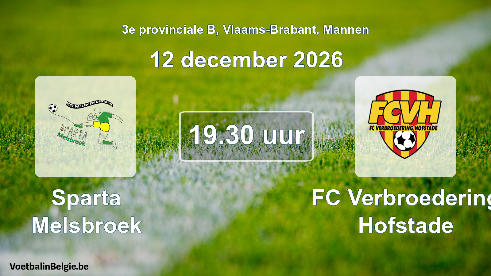 Geplande wedstrijd mannenvoetbal: Sparta Melsbroek - FC Verbroedering Hofstade (12 december 2026)
