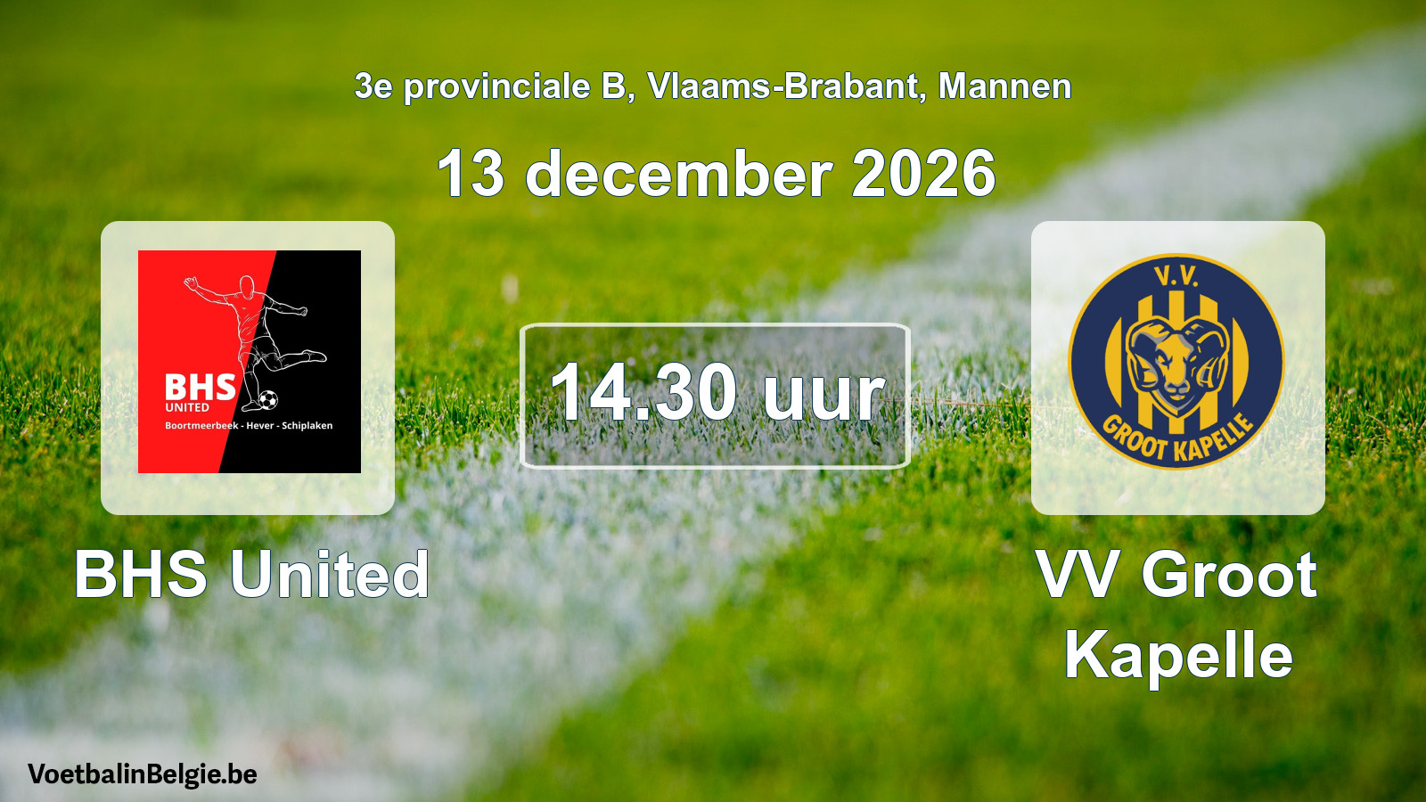 Geplantes Spiel männer-Fußball: BHS United - VV Groot Kapelle (13 Dezember 2026)
