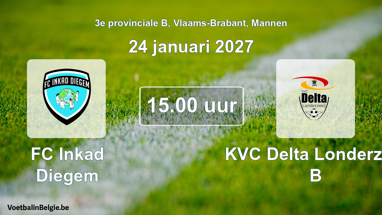 Geplantes Spiel männer-Fußball: FC Inkad Diegem - KVC Delta Londerzeel B (24 Januar 2027)