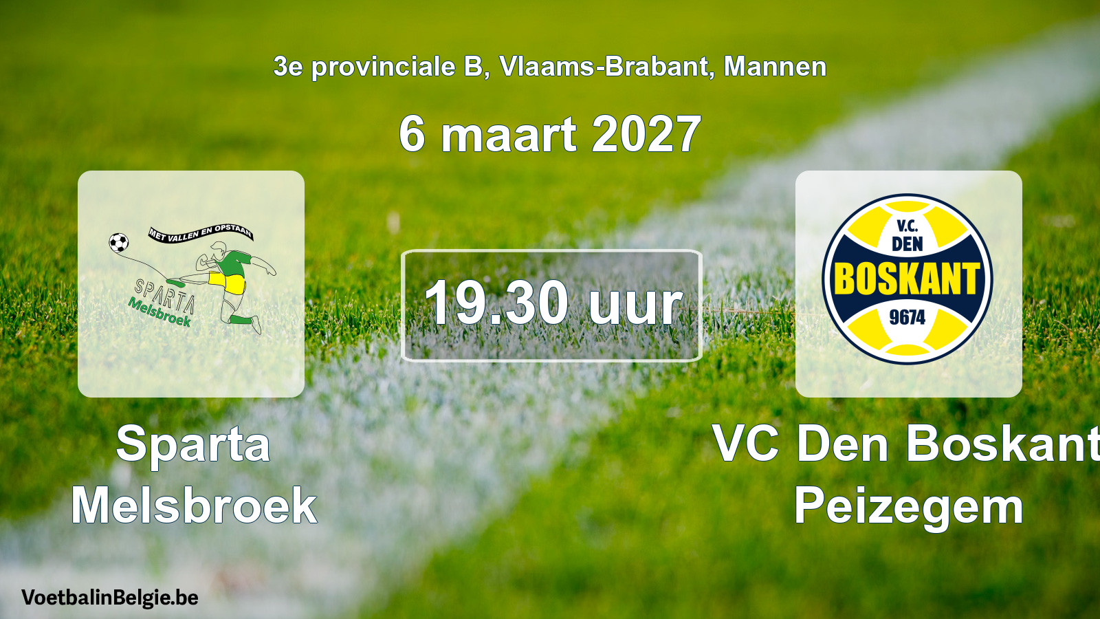 Geplande wedstrijd mannenvoetbal: Sparta Melsbroek - VC Den Boskant Peizegem (6 maart 2027)