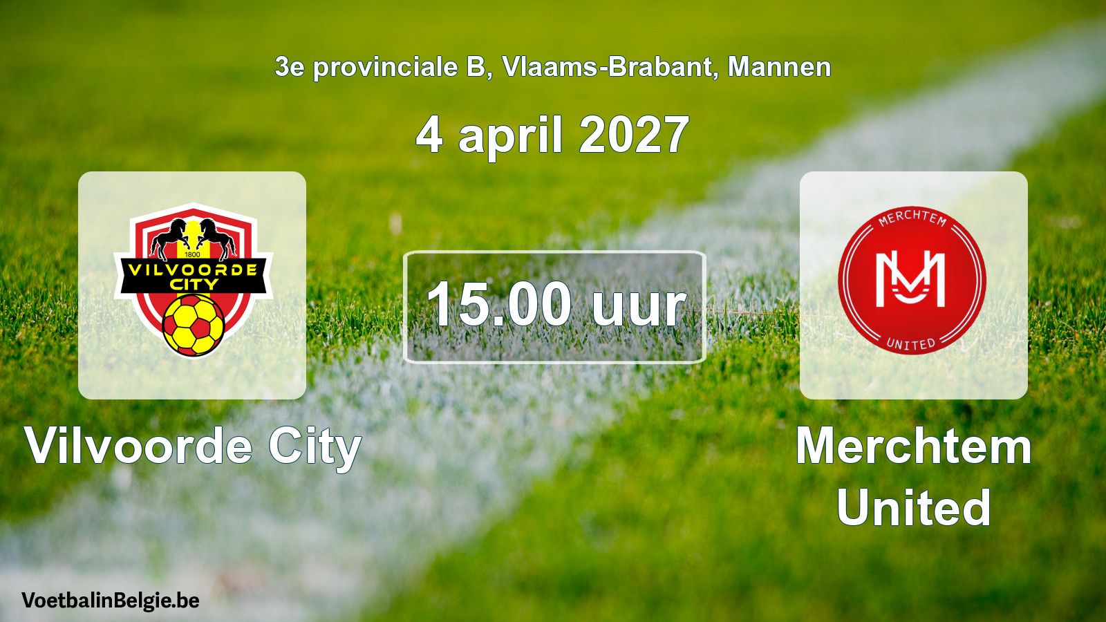 Geplande wedstrijd mannenvoetbal: Vilvoorde City - Merchtem United (4 april 2027)