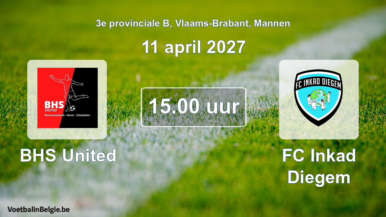 Geplande wedstrijd mannenvoetbal: BHS United - FC Inkad Diegem (11 april 2027)