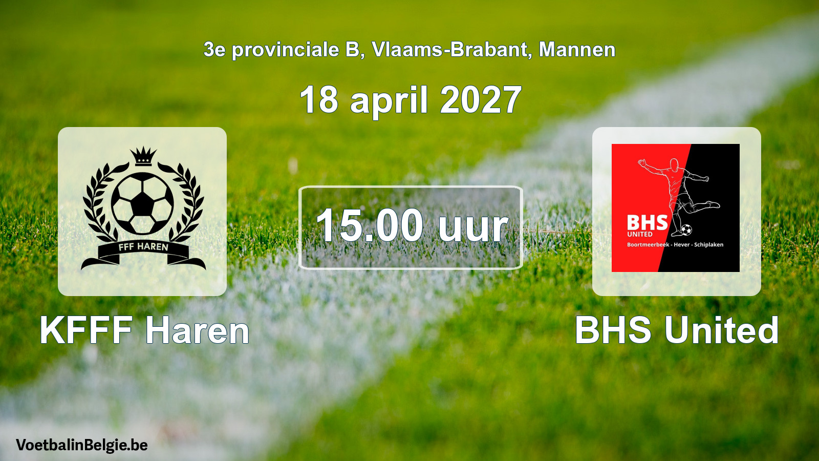 Geplande wedstrijd mannenvoetbal: KFFF Haren - BHS United (18 april 2027)