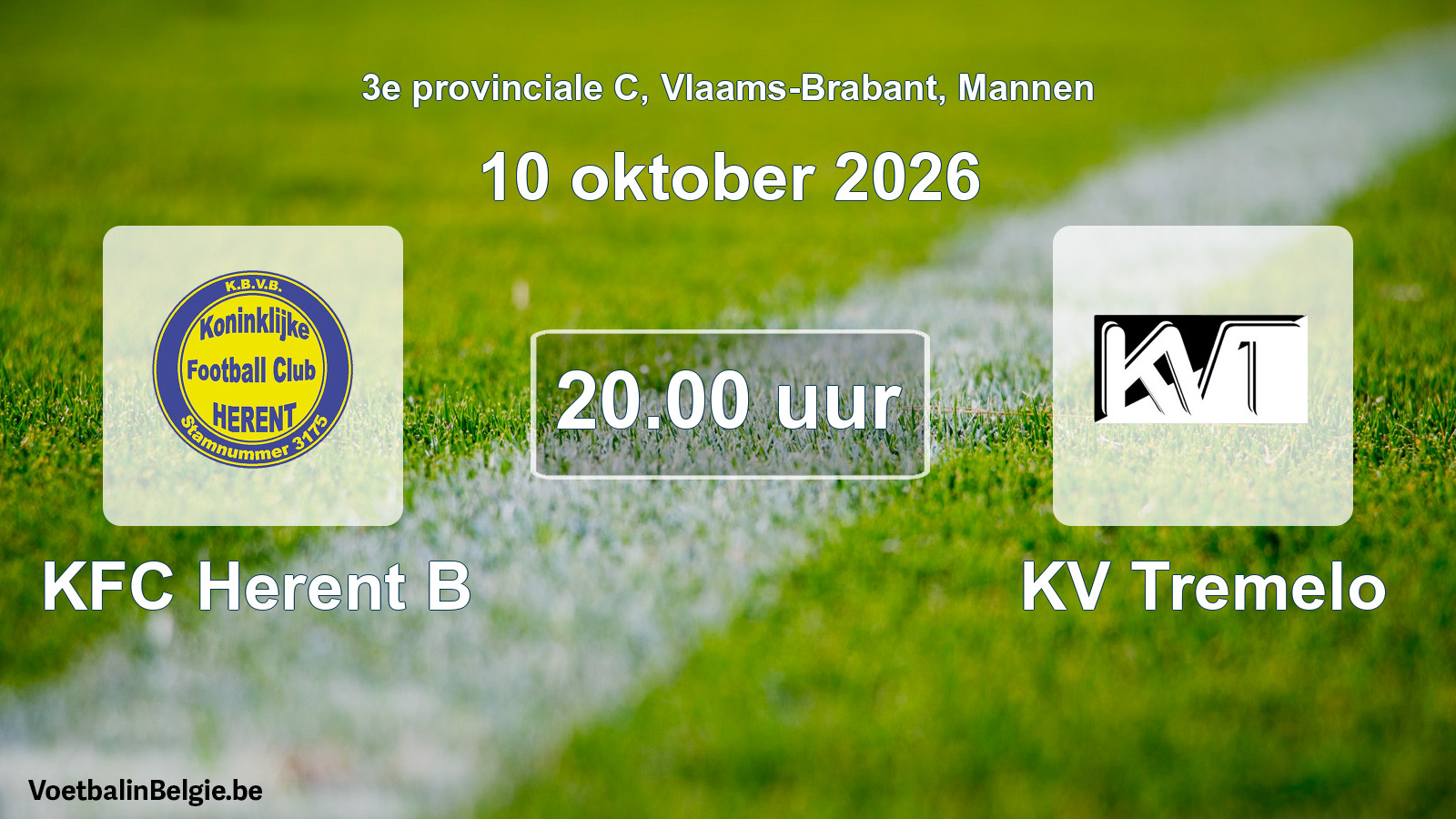 Geplande wedstrijd mannenvoetbal: KFC Herent B - KV Tremelo (10 oktober 2026)