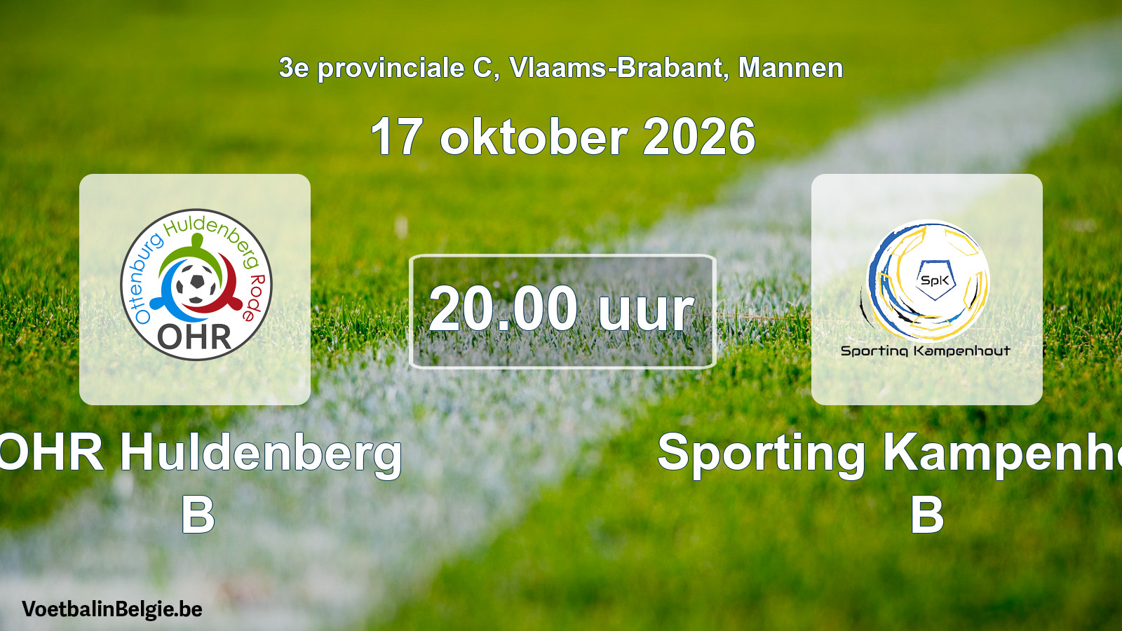 Geplande wedstrijd mannenvoetbal: OHR Huldenberg B - Sporting Kampenhout B (17 oktober 2026)