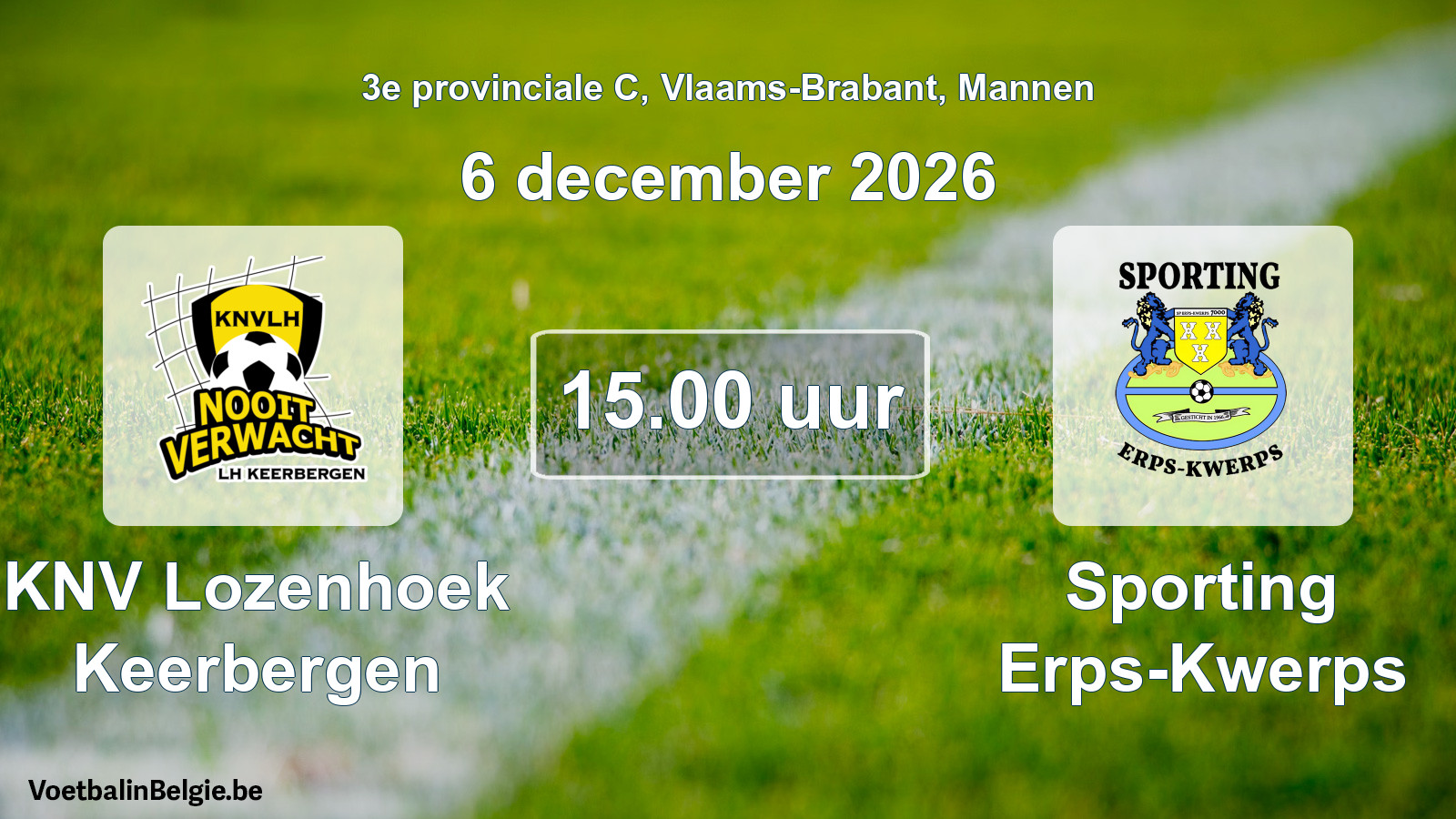 Geplande wedstrijd mannenvoetbal: KNV Lozenhoek Keerbergen - Sporting Erps-Kwerps (6 december 2026)