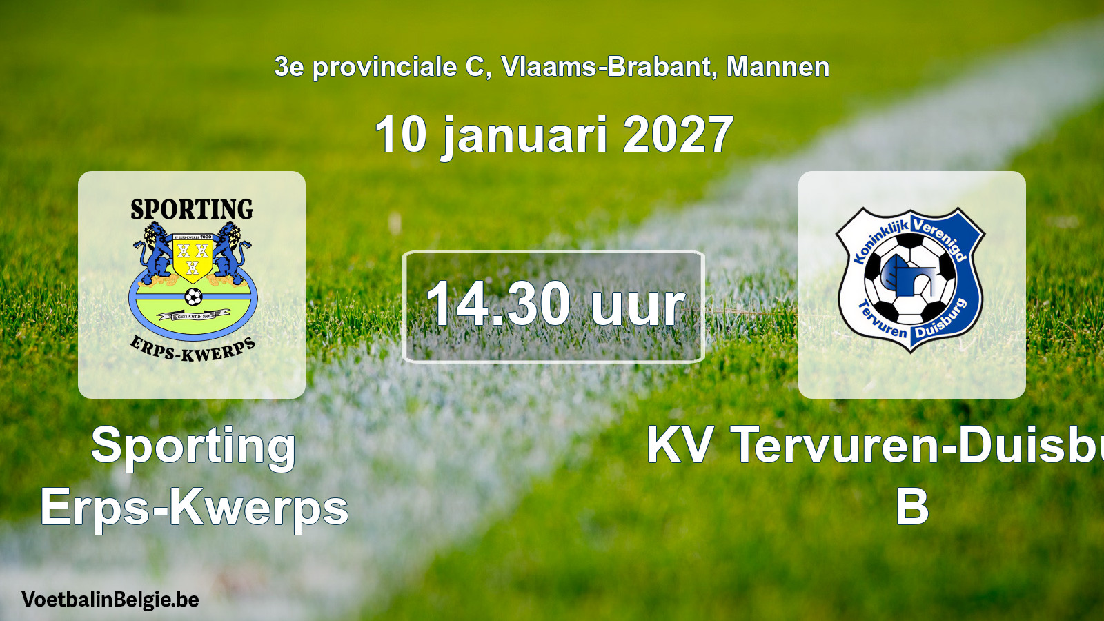 Geplande wedstrijd mannenvoetbal: Sporting Erps-Kwerps - KV Tervuren-Duisburg B (10 januari 2027)