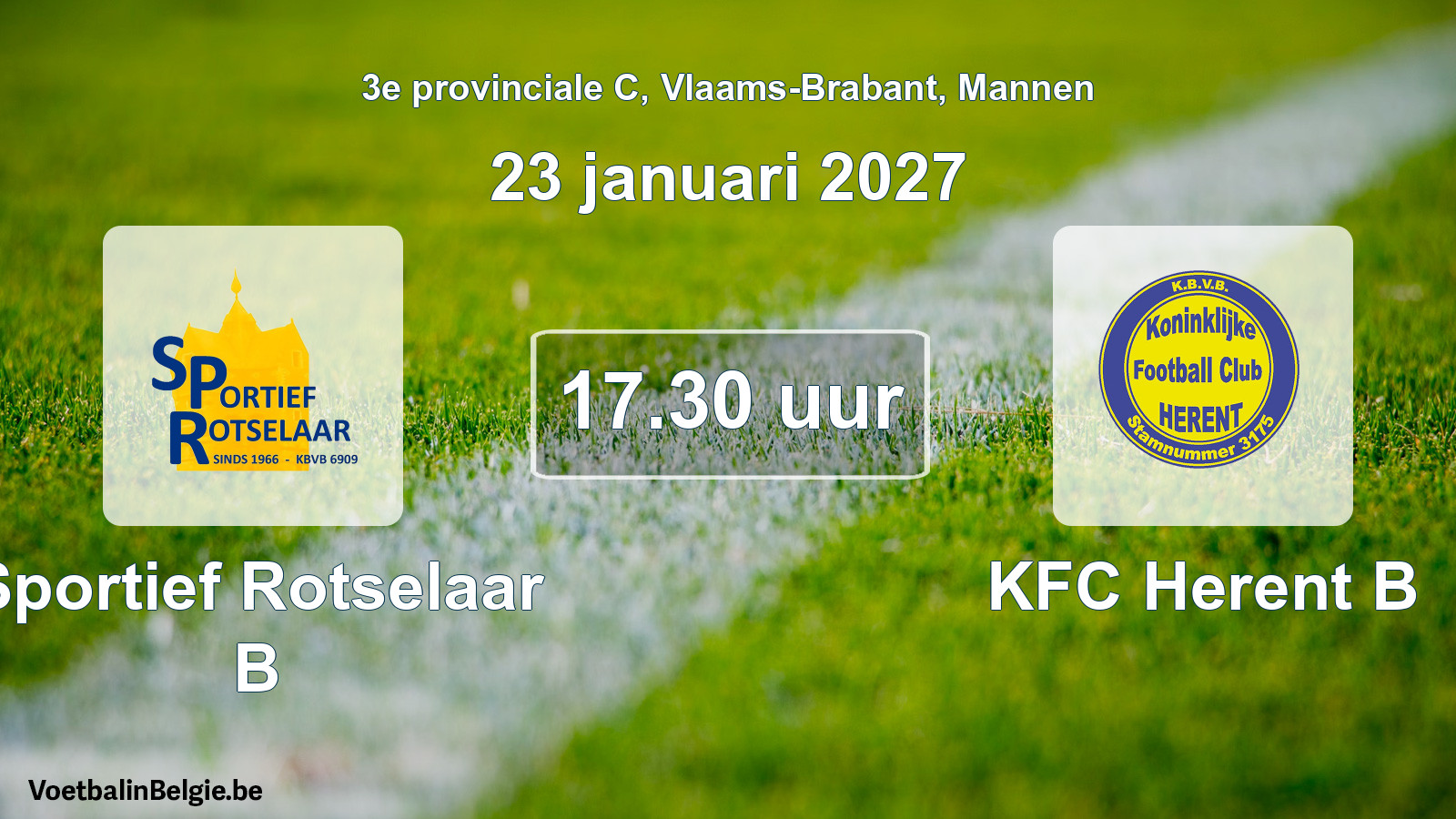 Geplantes Spiel männer-Fußball: Sportief Rotselaar B - KFC Herent B (23 Januar 2027)