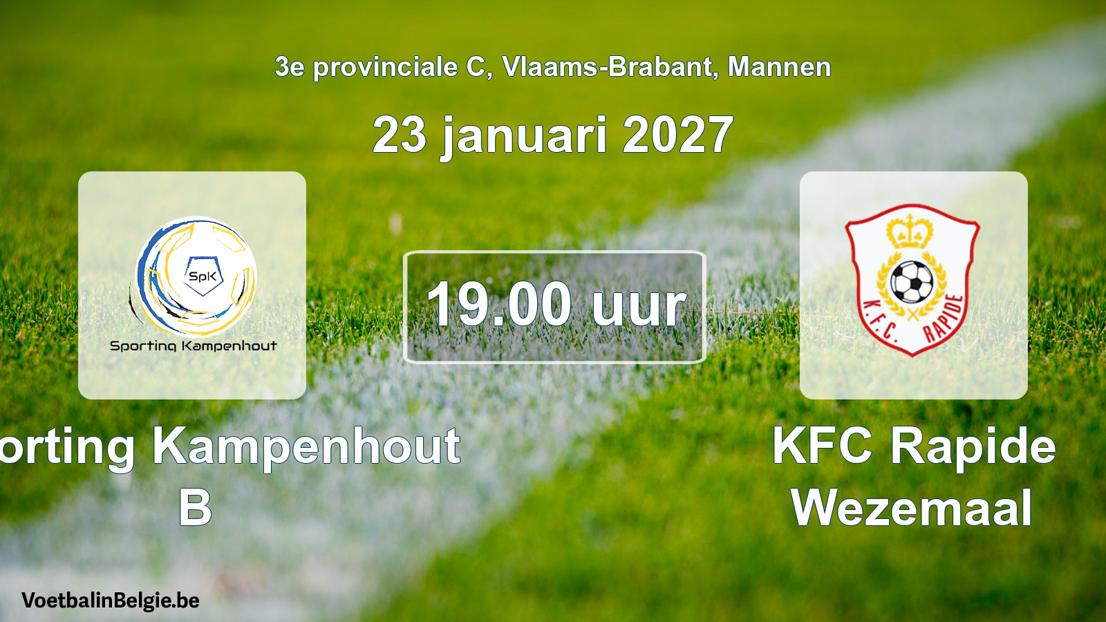 Geplantes Spiel männer-Fußball: Sporting Kampenhout B - KFC Rapide Wezemaal (23 Januar 2027)