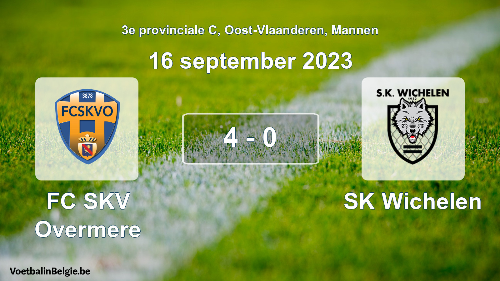 Gespeelde wedstrijd mannenvoetbal: FC SKV Overmere - SK Wichelen 4 - 0 (16 september 2023)