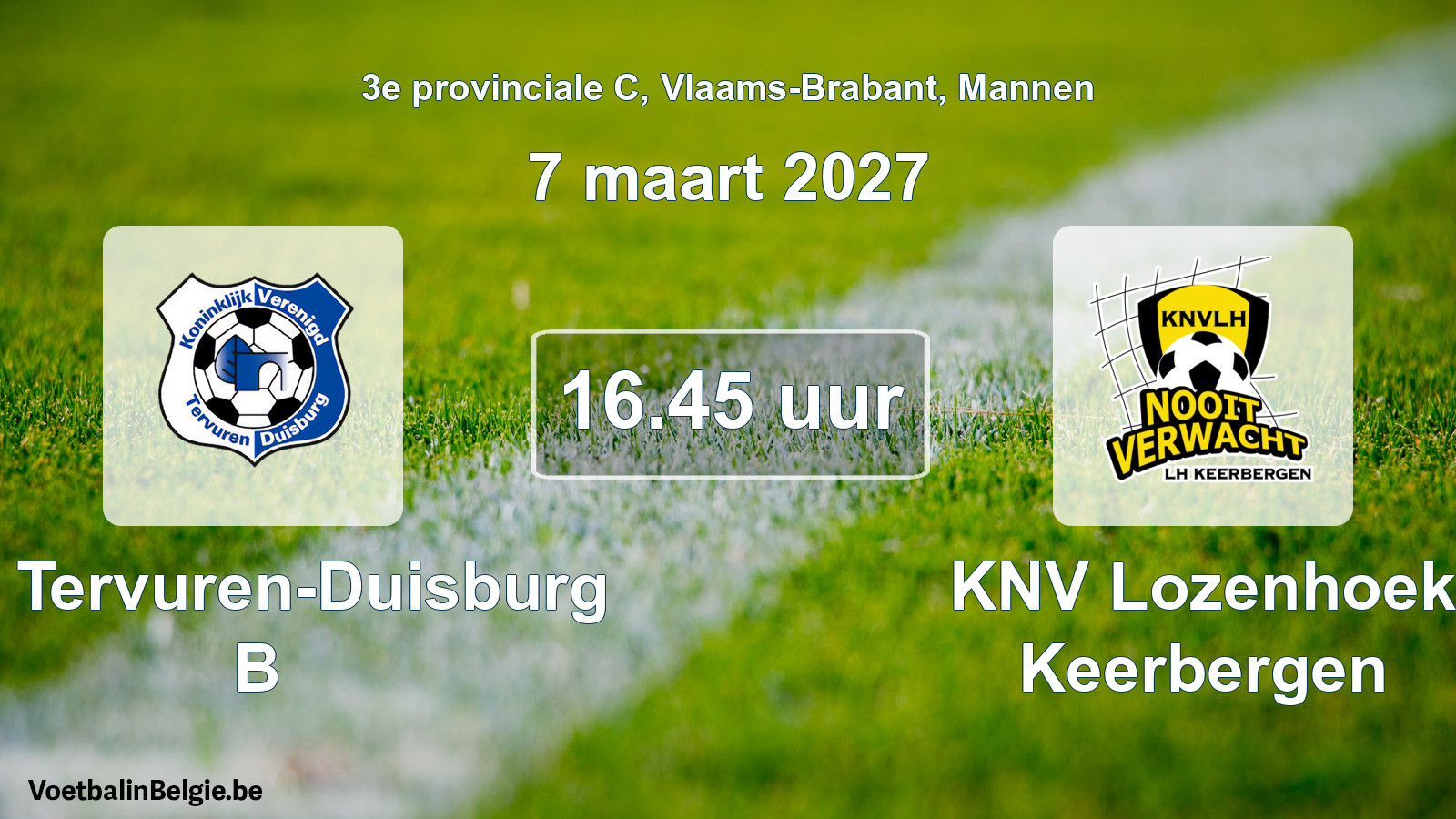 Geplande wedstrijd mannenvoetbal: KV Tervuren-Duisburg B - KNV Lozenhoek Keerbergen (7 maart 2027)