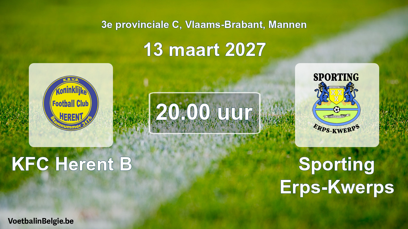 Geplande wedstrijd mannenvoetbal: KFC Herent B - Sporting Erps-Kwerps (13 maart 2027)
