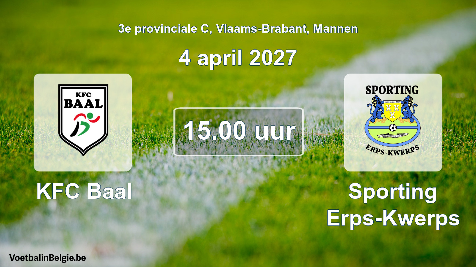 Geplande wedstrijd mannenvoetbal: KFC Baal - Sporting Erps-Kwerps (4 april 2027)