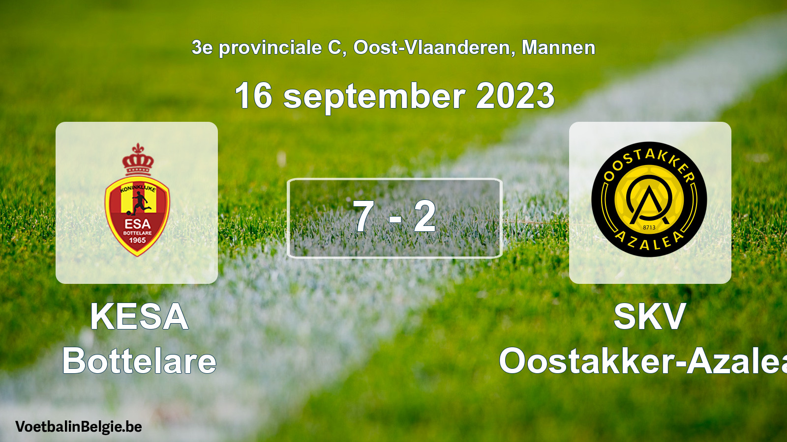 Gespeelde wedstrijd mannenvoetbal: KESA Bottelare - SKV Oostakker-Azalea 7 - 2 (16 september 2023)