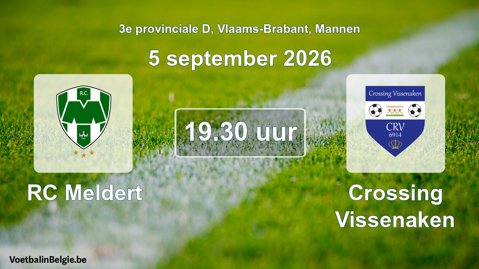Geplande wedstrijd mannenvoetbal: RC Meldert - Crossing Vissenaken (5 september 2026)