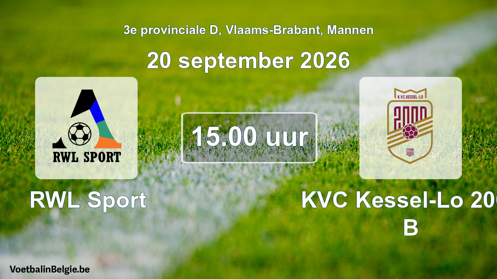 Geplande wedstrijd mannenvoetbal: RWL Sport - KVC Kessel-Lo 2000 B (20 september 2026)