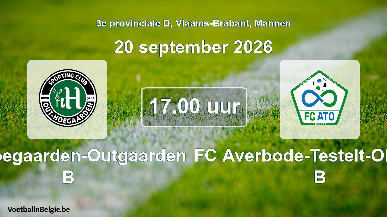 Geplande wedstrijd mannenvoetbal: SC Hoegaarden-Outgaarden B - FC Averbode-Testelt-Okselaar B (20 september 2026)