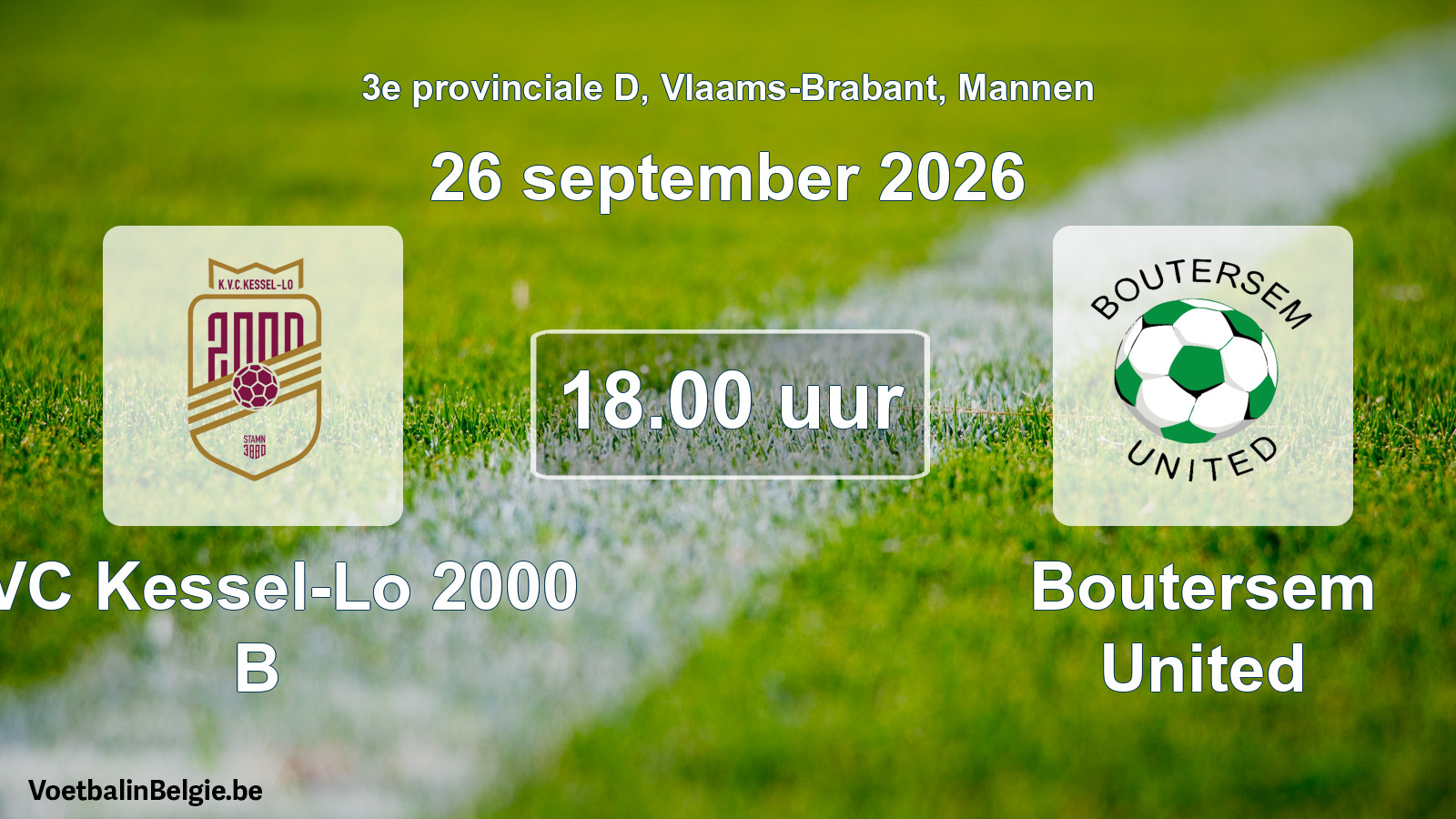 Geplande wedstrijd mannenvoetbal: KVC Kessel-Lo 2000 B - Boutersem United (26 september 2026)