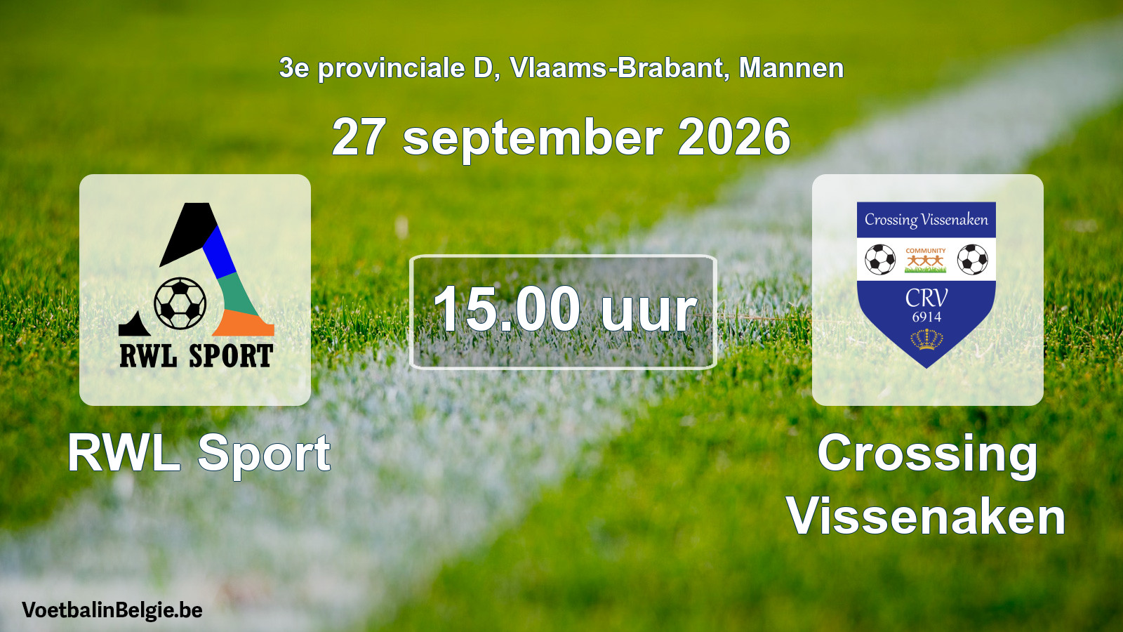 Geplande wedstrijd mannenvoetbal: RWL Sport - Crossing Vissenaken (27 september 2026)