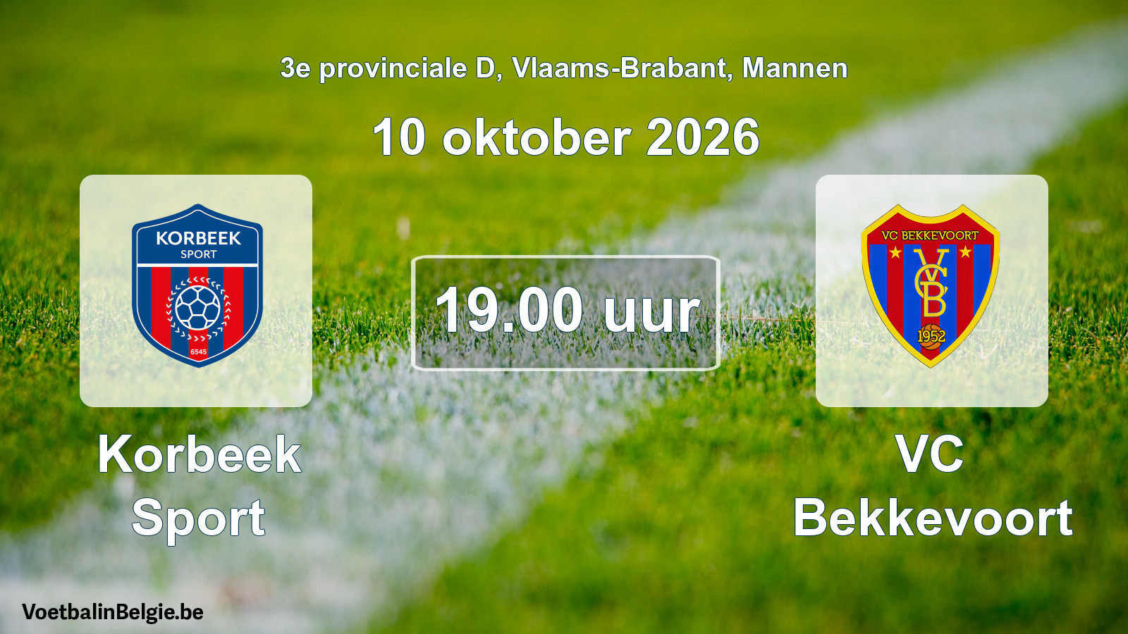 Geplande wedstrijd mannenvoetbal: Korbeek Sport - VC Bekkevoort (10 oktober 2026)